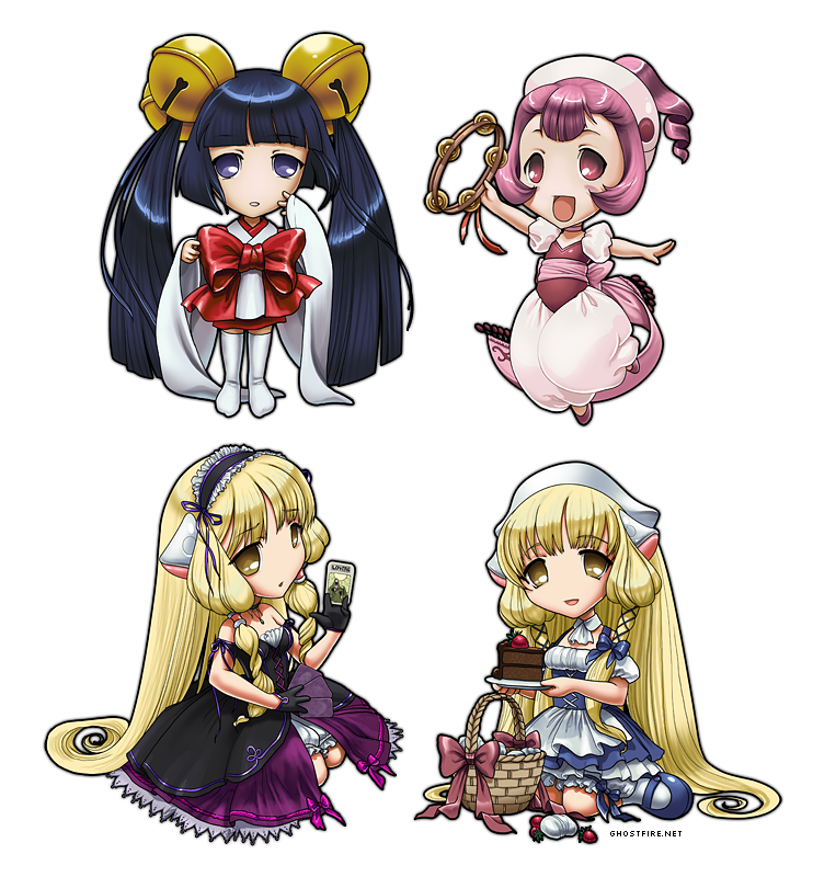 basket, black_hair, blonde_hair, cake, chibi, chii, chobits, food