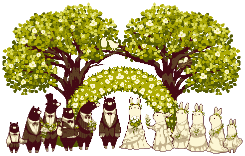 bride, bunny, collet, groom, lowres, original, pixel_art, rabbit