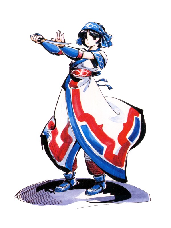 90s, ainu_clothes, black_hair, boots, fingerless_gloves, gloves, headband, japanese_clothes