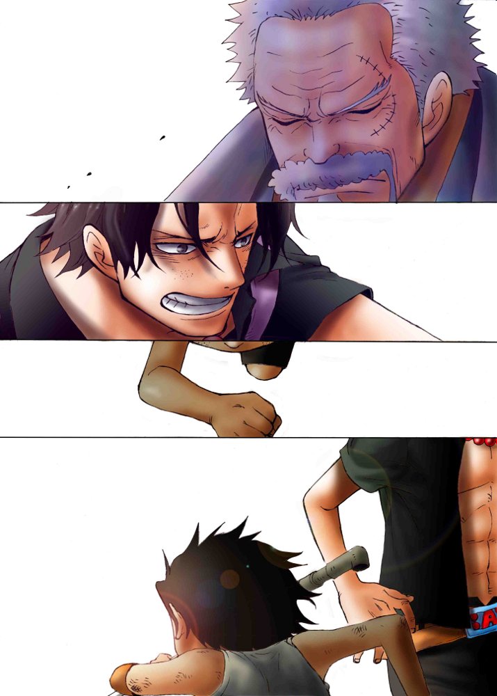 2boys, age_difference, backpack, beard, black_hair, child, dual_persona, facial_hair