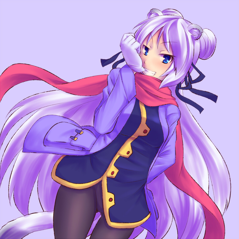 blue_eyes, gloves, himiya_yuu, kuromiya, long_hair, original, pantyhose, purple_hair, scarf, tail, very_long_hair
