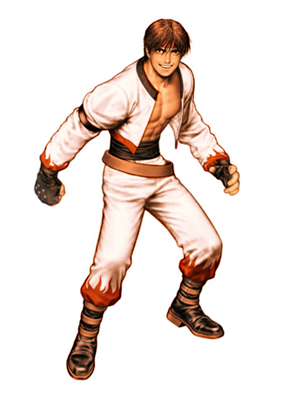 1boy, abs, belt, bolero, boots, brown_hair, cropped_jacket, fingerless_gloves, flame_print, gloves, headband, king_of_fighters, king_of_fighters_99, kirishima_shou, kirishima_syo, male, mori_toshiaki, muscle, official_art, pectorals, sash, shinkiro, short_hair, snk, solo