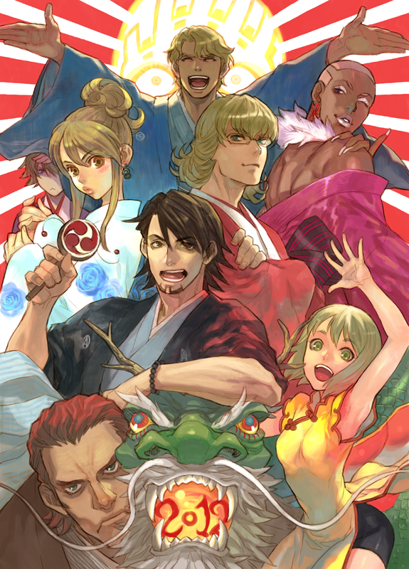 antonio_lopez, asami_you, barnaby_brooks_jr, china_dress, chinese_clothes, dragon, huang_baoling, ivan_karelin, japanese_clothes, kaburagi_t_kotetsu, karina_lyle, keith_goodman, kimono, magatama, nathan_seymour, new_year, tiger_&amp;_bunny