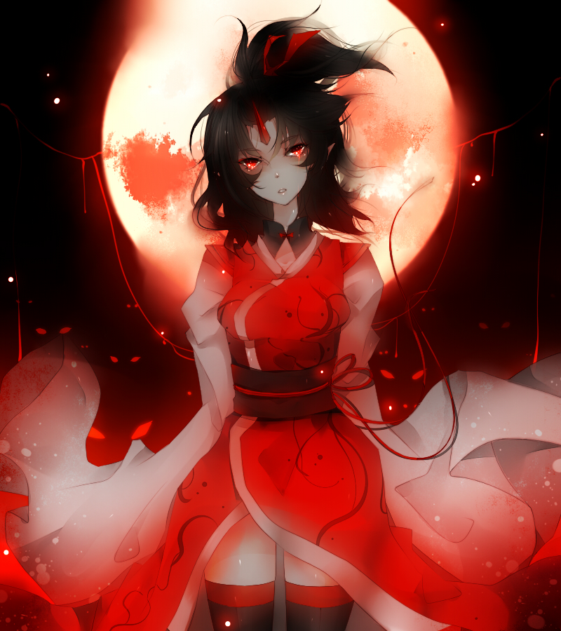 aymmogh, bad_id, blood, bow, eyes, full_moon, glowing, glowing_eyes