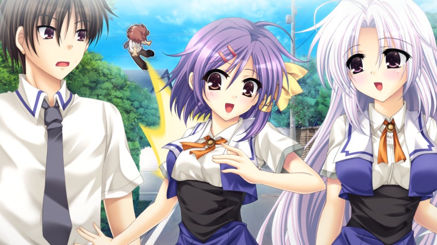 game_cg, ikura_nagisa, katase_aki, mashiro_summer, seifuku, white_hair, yasaka_chihiru