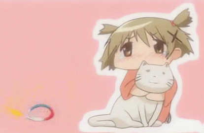 animated, animated_gif, cat, fireworks, hair_ornameint, hidamari_sketch, hug, japanese_clothes