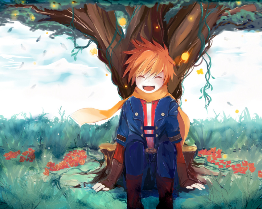 blonde_hair, closed_eyes, eyes_closed, flower, golden_sun, golden_sun:_dark_dawn, ikian, male