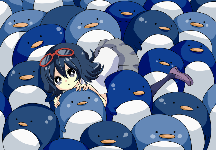 bird, blue_eyes, blue_hair, glasses, glasses_on_head, inazuma_eleven, inazuma_eleven_(series), odd_one_out