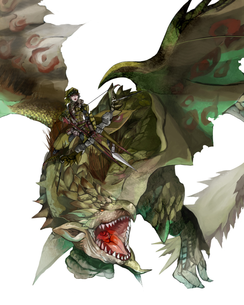 armor, arrow, bow_(weapon), capcom, dragon, hat, hebi, highres