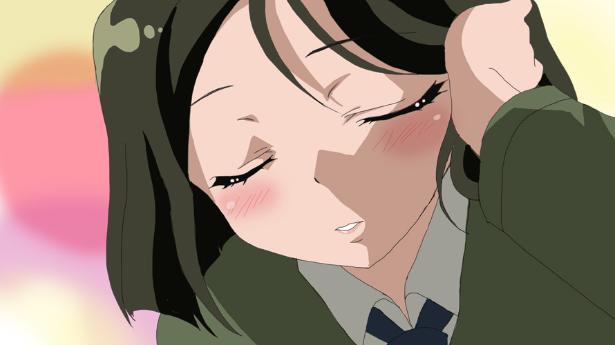 1boy, adjusting_hair, blush, bob_cut, boku_wa_tomodachi_ga_sukunai, brown_hair, closed_eyes, eyes_closed, fate/stay_night, fate/zero, fate_(series), lips, male, necktie, parody, rein_rise, solo, vector_trace, waver_velvet