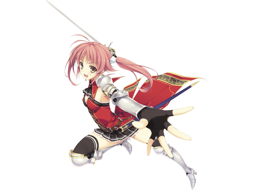gloves, kazama_akari, koikishi_purely_kiss, long_hair, pink_hair, sword, thigh-highs, thighhighs