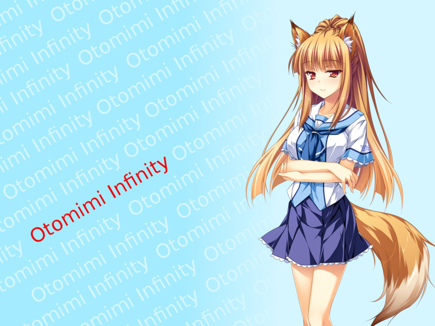 animal_ears, brown_hair, dress, long_hair, miyama_kon, otomimi_infinity, tagme, tail