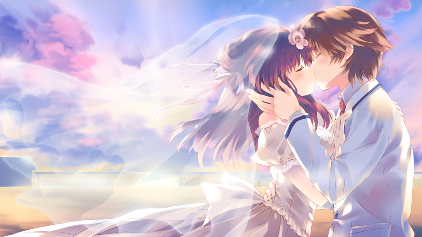 bridal_veil, game_cg, hoshi_no_ouji-kun, purin_amanatsu, qp:flapper, veil, wedding, wedding_dress