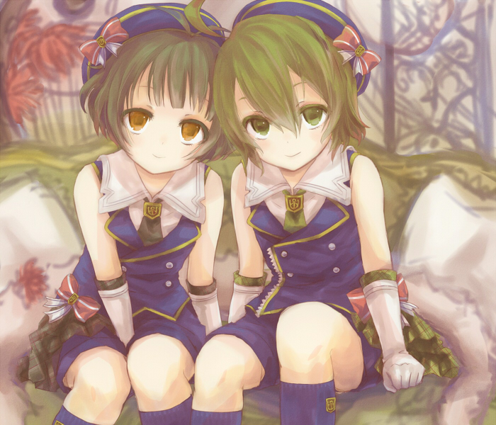 akizuki_ryou, bad_id, bare_shoulders, bow, brown_eyes, brown_hair, crossdressinging, elbow_gloves