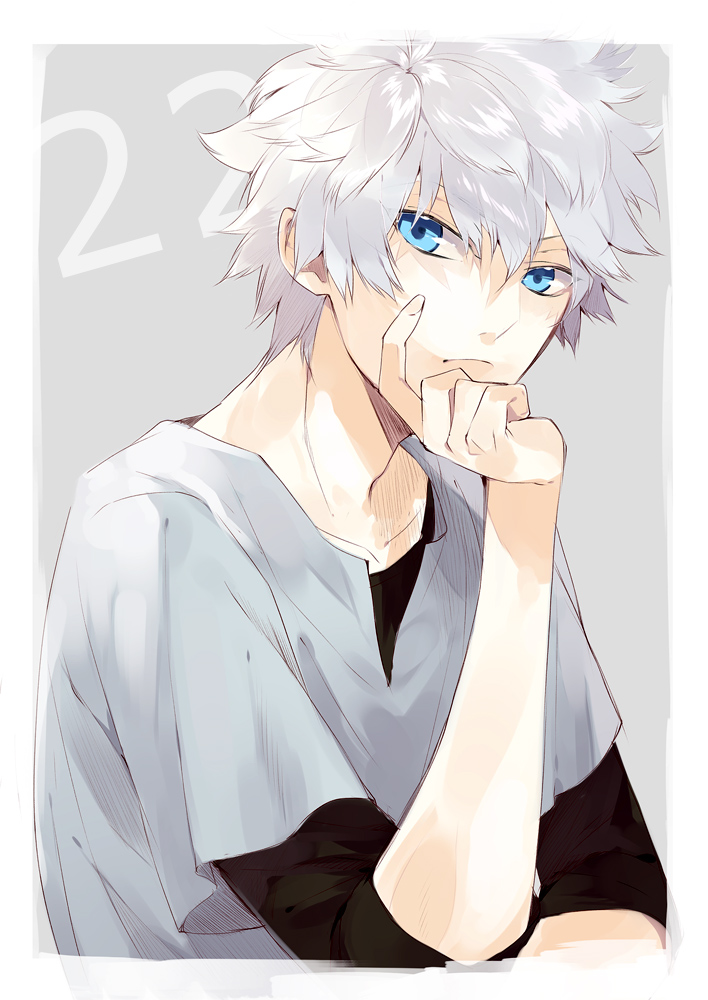adult, blue_eyes, hssno108, hunter_x_hunter, killua_zoldyck, male, short_hair, solo