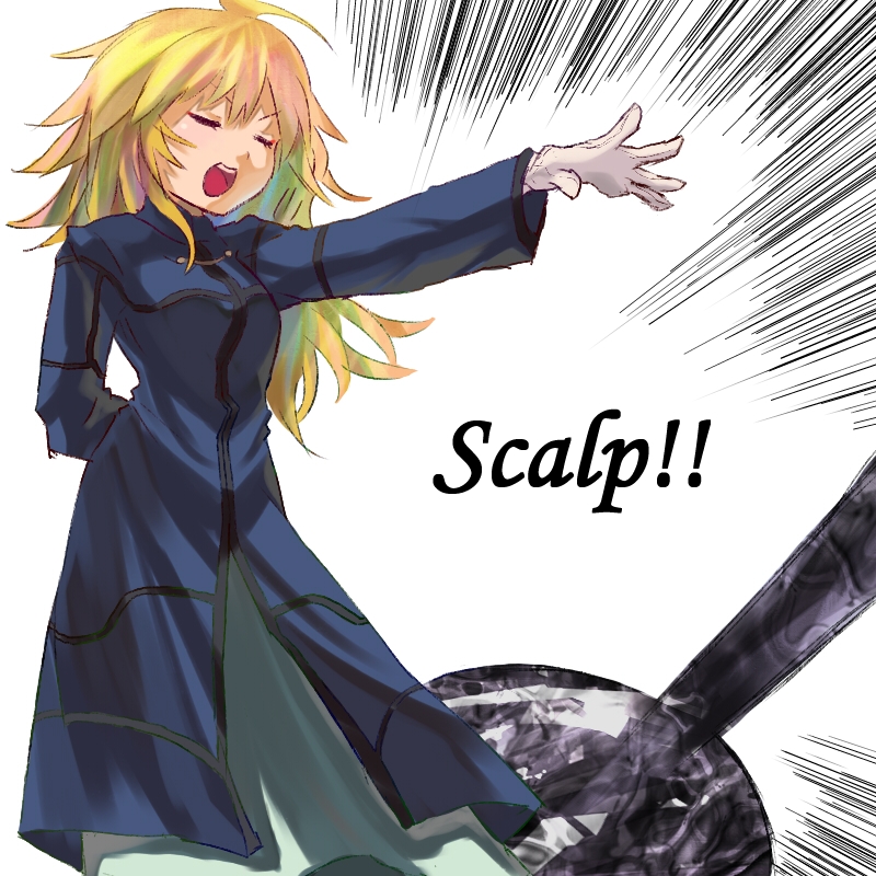 blonde_hair, closed_eyes, cosplay, dress, eyes_closed, fate/stay_night, fate/zero, fate_(series)