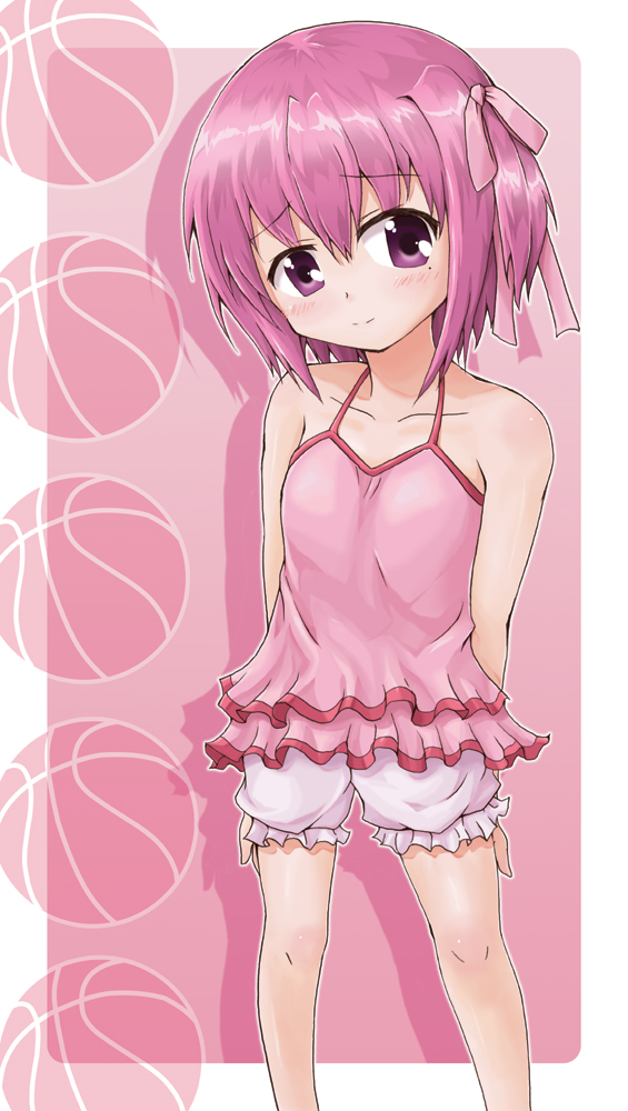 bloomers, chemise, minato_tomoka, norio_minami, purple_eyes, purple_hair, ribbon, ro-kyu-bu!