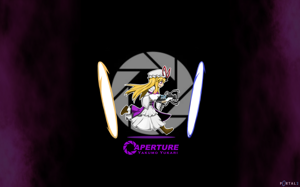 aperture_science_handheld_portal_device, blonde_hair, bloodycat, boots, character_name, dress, gun, long_hair