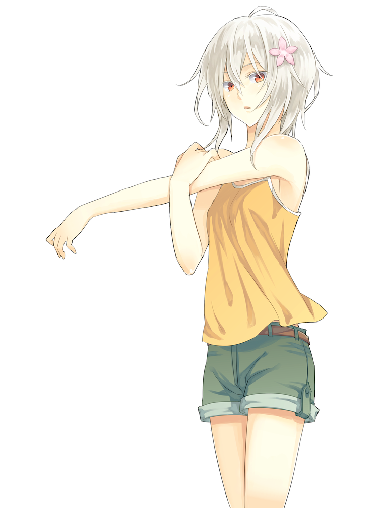 accelerator, bad_id, bare_shoulders, camisole, flower, genderswap, hair_flower, hair_ornament