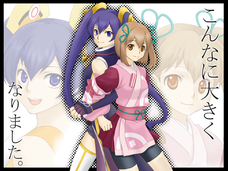 ar_tonelico, ar_tonelico_ii, ar_tonelico_iii, back-to-back, back_to_back, bare_shoulders, bike_shorts, bow