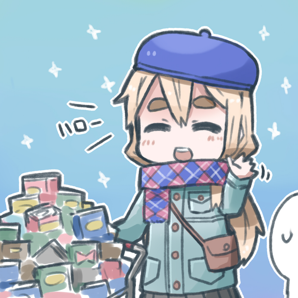 beret, blonde_hair, closed_eyes, eyes_closed, grocery_cart, hat, k-on!, k-on!_movie