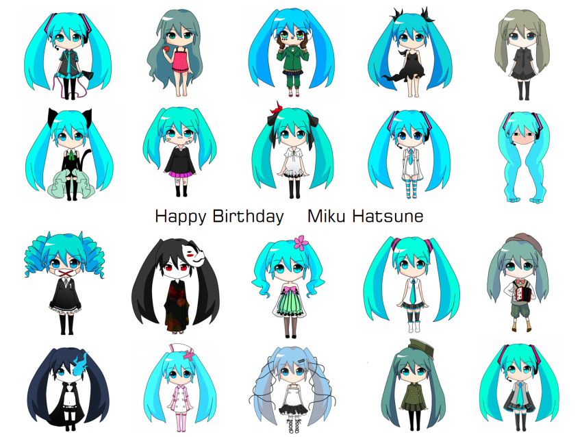 1925_(vocaloid), aqua_eyes, aqua_hair, black_hair, black_rock_shooter, blue_eyes, blue_hair, clock_lock_works_(vocaloid)