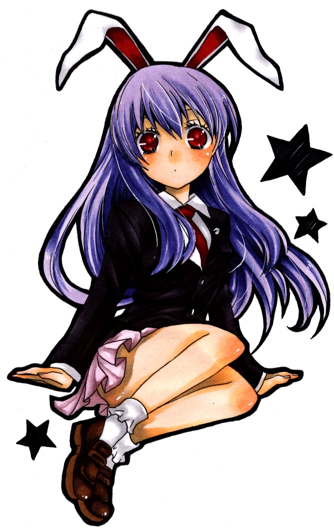 blazer, bunny_ears, long_hair, necktie, purple_hair, rabbit_ears, red_eyes, reisen_udongein_inaba