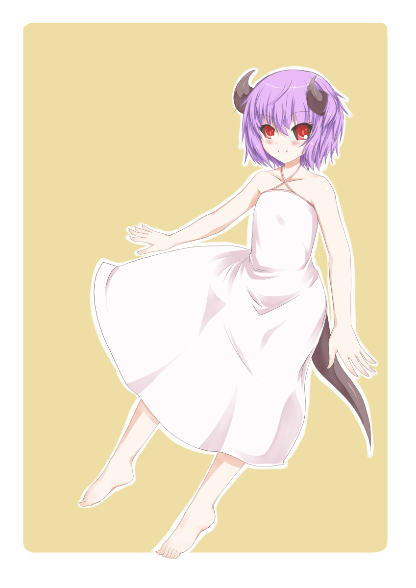 highres, horns, m-wataru, original, purple_hair, red_eyes, short_hair, tail