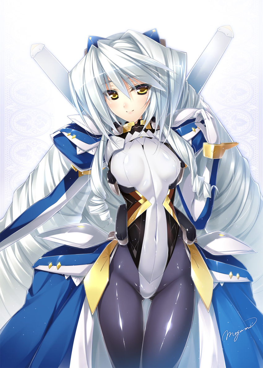 artist_request, bodysuit, drill_hair, highres, kyoukai_senjou_no_horizon, light_smile, long_hair, looking_at_viewer