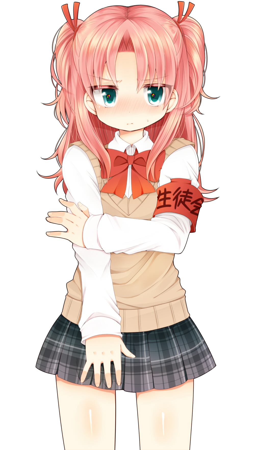 1girl, arikawa_hime, armband, blue_eyes, blush, bow, crossdressinging, female