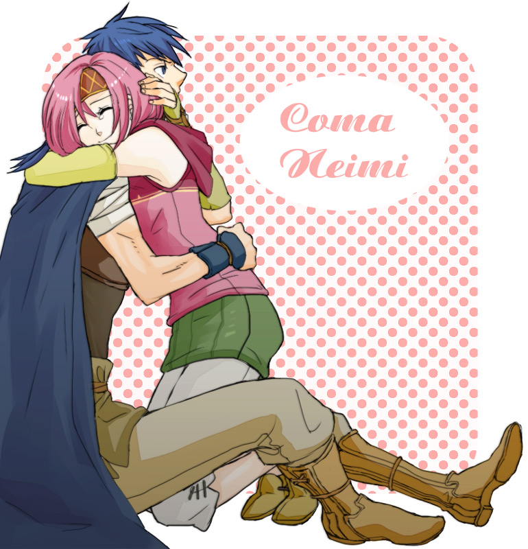 coma, eyes_closed, fire_emblem, fire_emblem:_seima_no_kouseki, hug, mokoko_(m753), neimi, smile