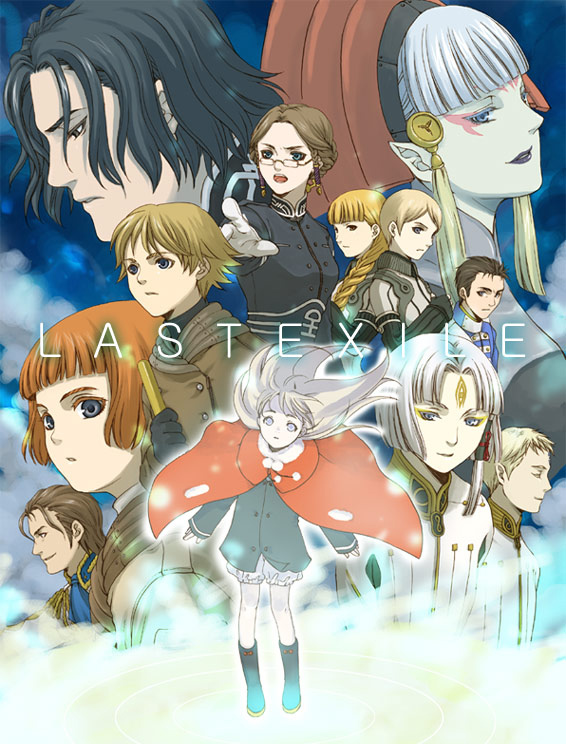 alister_agrew, alvis_hamilton, asymmetrical_hair, black_hair, blonde_hair, braid, brown_hair, claus_valca, delphine_eracles, dio_eraclea, everyone, glasses, last_exile, lavie_head, lucciola, mullin_shetland, pointy_ears, sophia_forrester, takenoko_(flamingo_garden), tatiana_wisla, vincent_alzey, white_hair