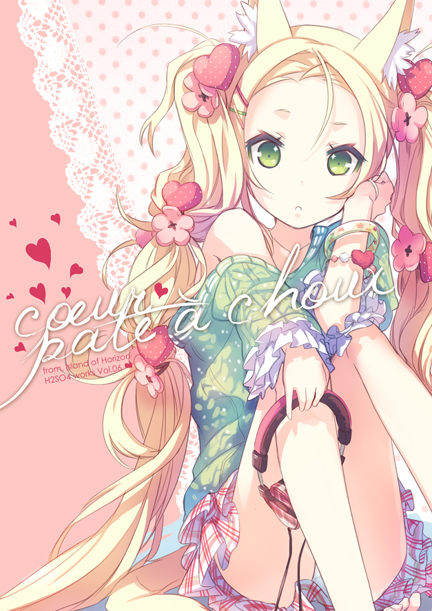blonde_hair, bracelet, cat_tail, flower, fox_ears, french, green_eyes, h2so4