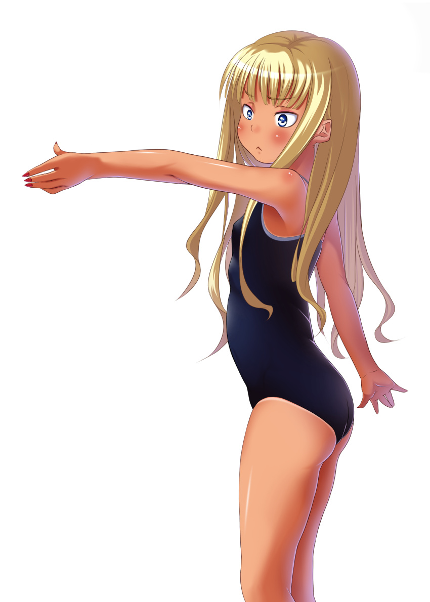 blonde_hair, blue_eyes, evangeline_a_k_mcdowell, flat_chest, highres, long_hair, mahou_sensei_negima!, nail_polish