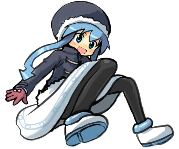b3, blue_eyes, blue_hair, coat, dress, hat, ikamusume, long_hair