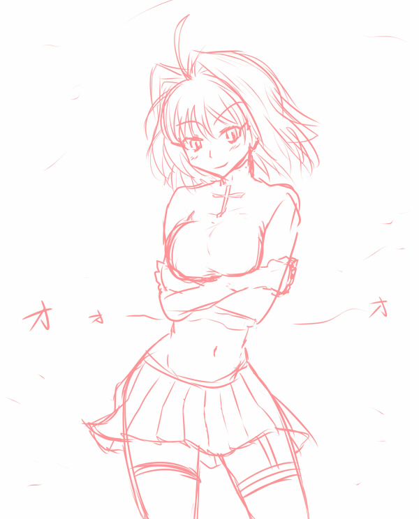 ahoge, arcueid_brunestud, breasts, cosplay, cross, crossed_arms, drawfag, fate/extra