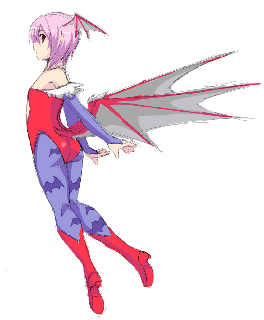 ass, bare_shoulders, boots, bridal_gauntlets, flat_chest, head_wings, highres, kekekeke