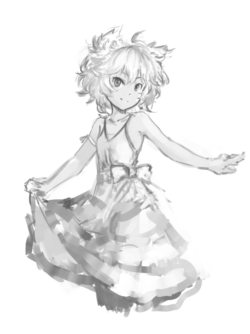animal_ears, armlet, bare_shoulders, cat_ears, curtsey, dark_skin, dress, highres