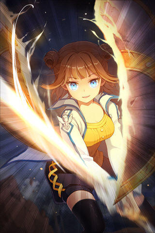 black_legwear, blue_eyes, brown_hair, cherrypin, cygnus, double_bun, jacket, lowres