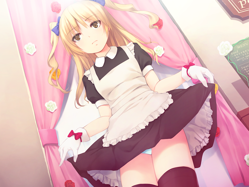 blonde, blonde_hair, bowes, coffee-kizoku, cure_girl, curtsey, dress_lift, game_cg