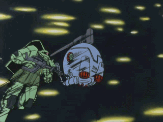 80s, animated, animated_gif, ball_(gundam), battle, cap, death, explosion