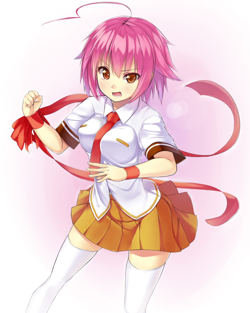 1girl, ahoge, aino_heart, arcana_heart, ban_(bannyata), blush, highres, necktie