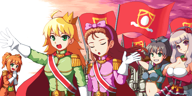 crown, epaulets, epaulettes, flag, ganaha_hibiki, gloves, hair_bow, hoshii_miki