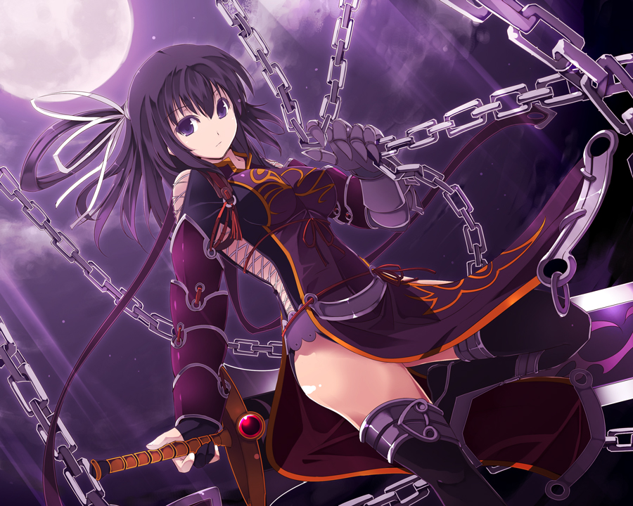 ao_no_kiseki, black_legwear, breasts, chain, chains, eiyuu_densetsu, eiyuu_densetsu_ao_no_kiseki, expressionless