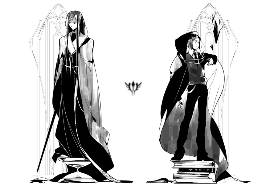 book, cape, command_spell, fate/stay_night, fate/zero, fate_(series), fire, hourglass