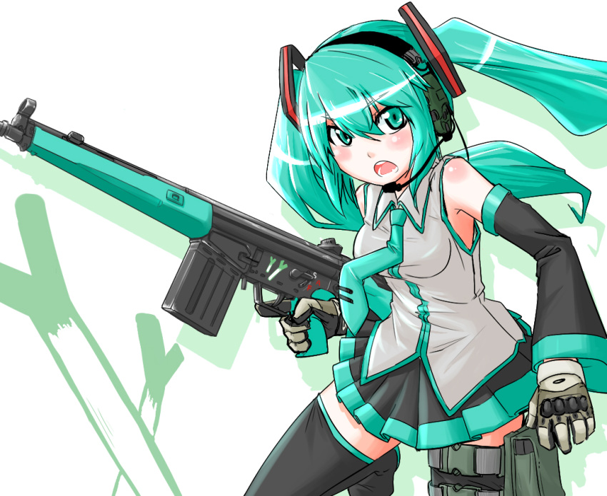 battle_rifle, detached_sleeves, g3, gun, hatsune_miku, headset, military, rifle