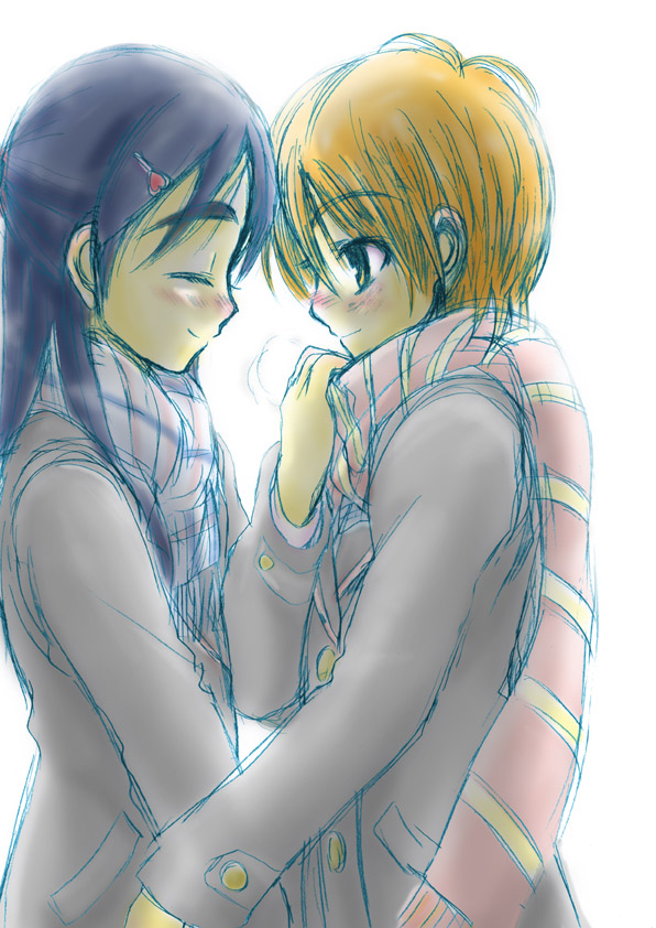 blush, closed_eyes, eyes_closed, futari_wa_precure, long_hair, misumi_nagisa, multiple_girls, nekoyanagi_matasaburou