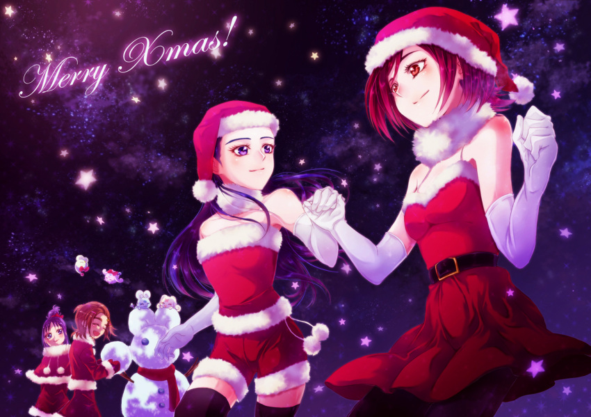 belt, black_legwear, brown_hair, choppy, dress, elbow_gloves, flappy, foop
