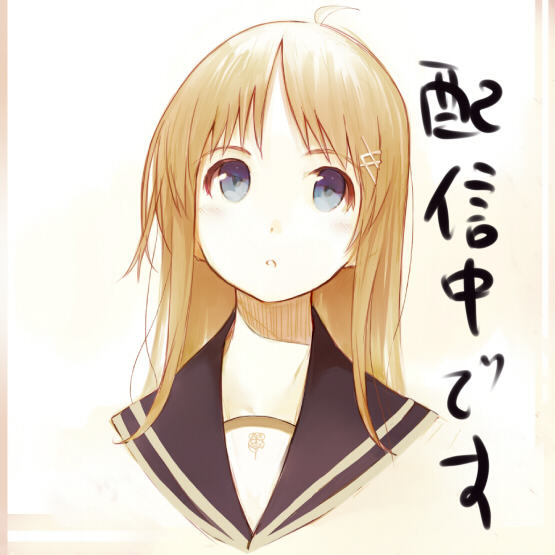 ahoge, bad_id, blonde_hair, blue_eyes, bust, face, hair_ornament, hairpin
