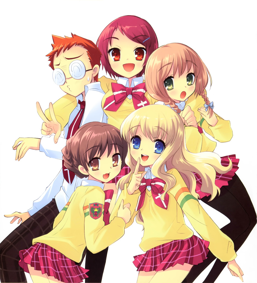 1boy, amamori_yayoi, asamiya_akino, fukamichi_nobuko, koiwai_flora, multiple_girls, nanatsuiro_drops, noizi_ito